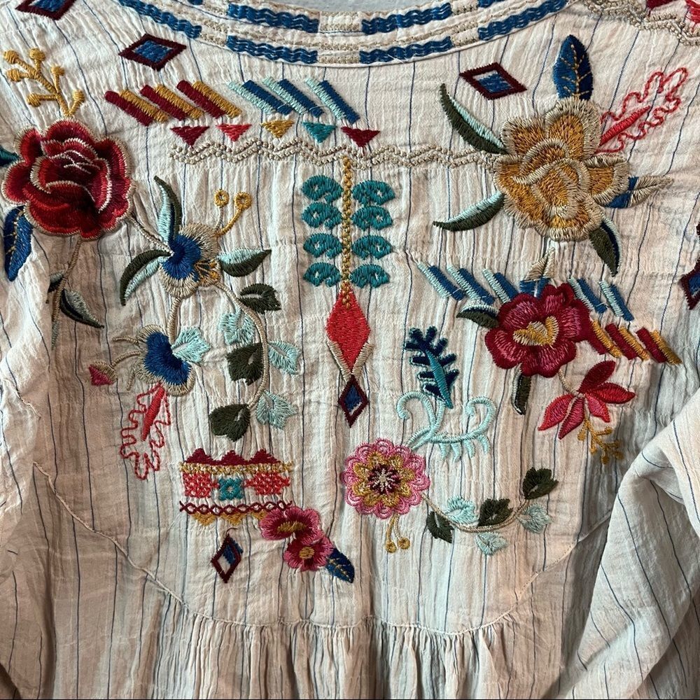 Johnny Was Cotton Eilona Embroidered Blouse - Picture 7 of 10